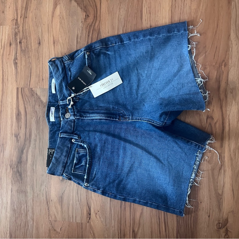 Forever 21 High Waist Denim Shorts - Blue
